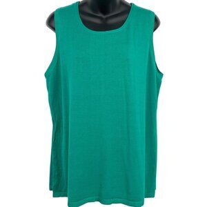 Coldwater Creek Women Plus Size 1X Top Blouse Tank Sleeveless Green Silk NWT New